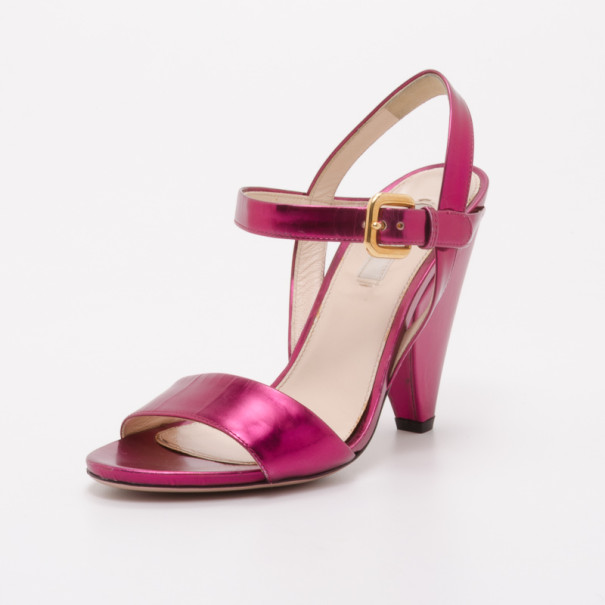 Prada Metallic Shocking Pink Sandals Size 36
