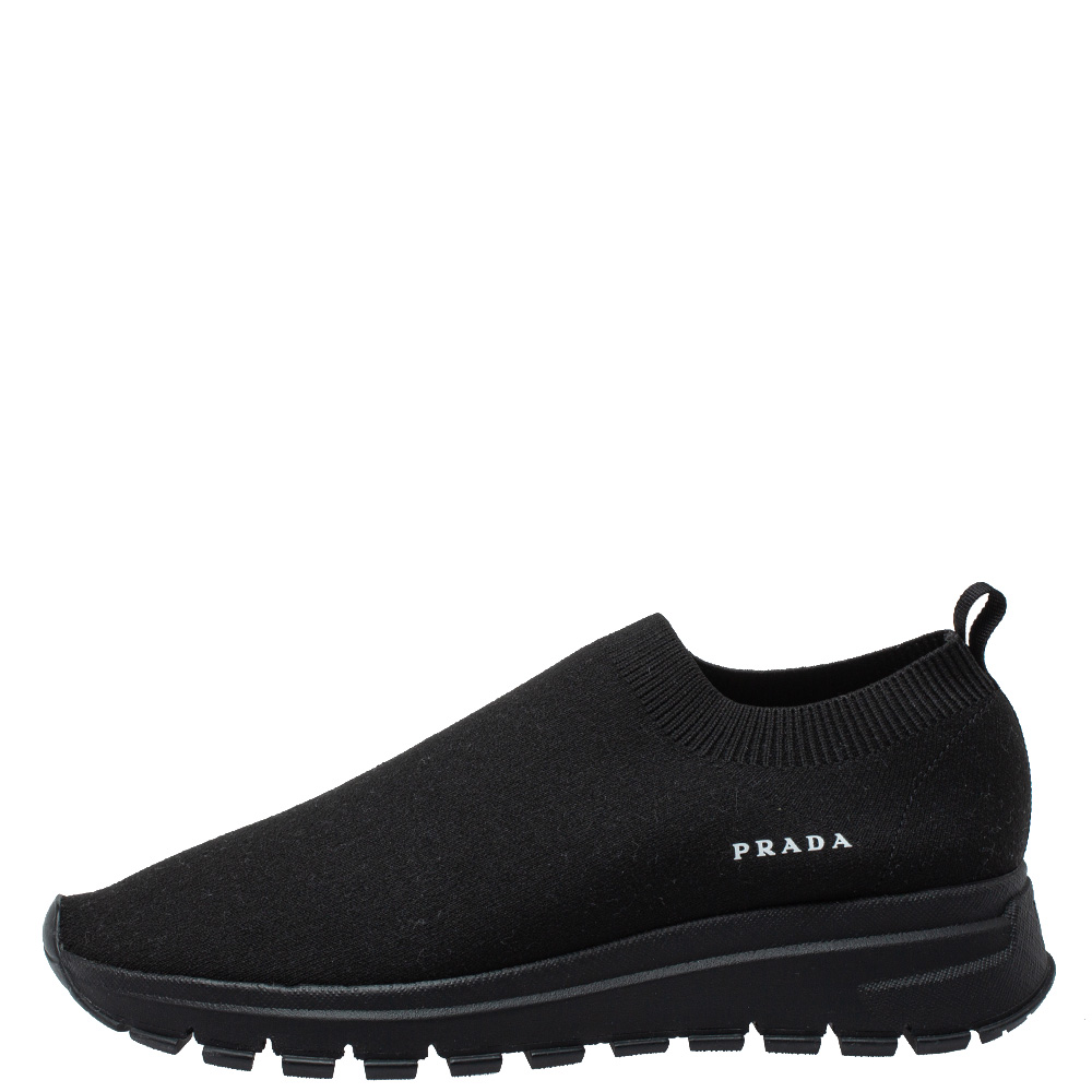 

Prada Black Stretch Fabric Runner Low Top Sneakers Size