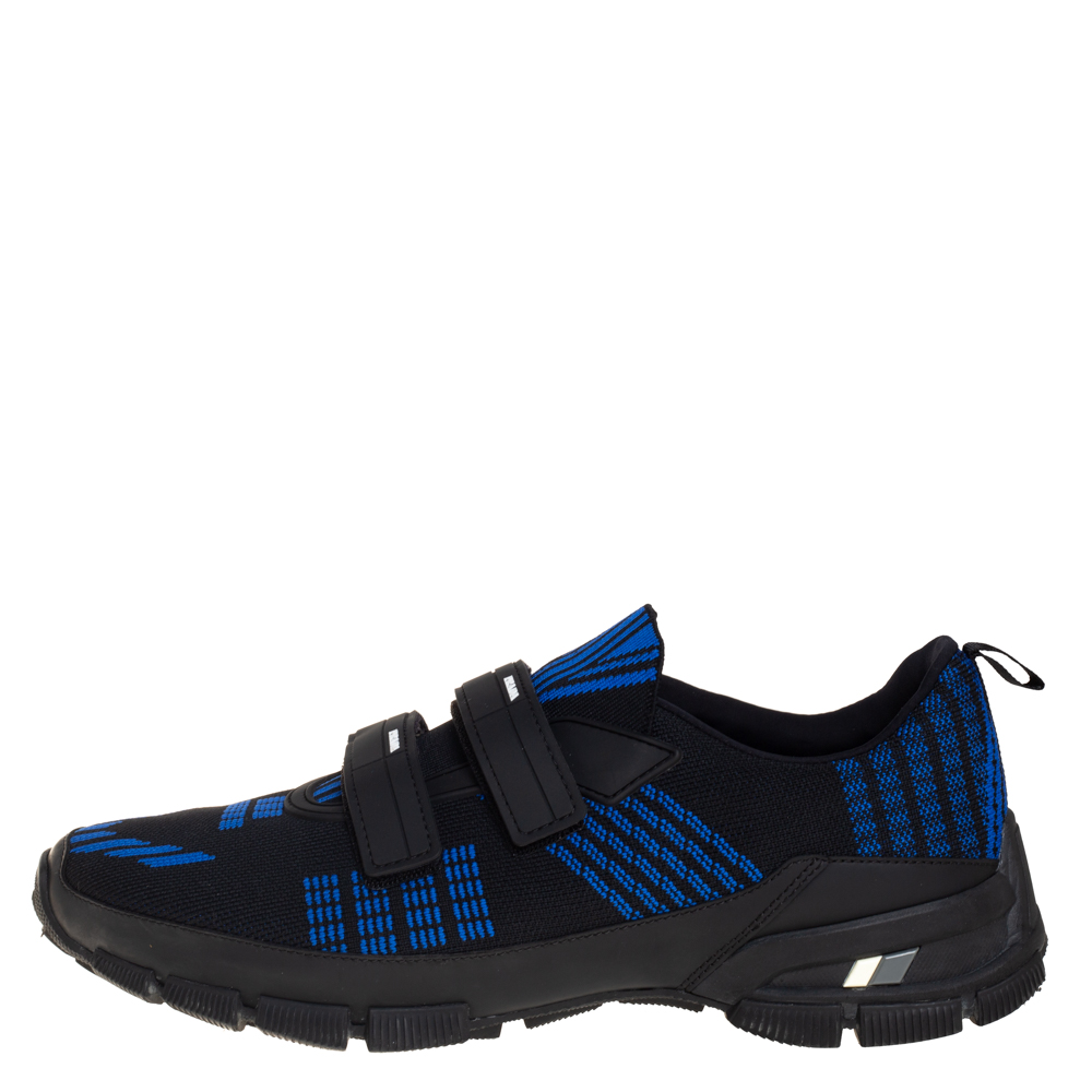 

Prada Black/Blue Fabric Velcro Strap Low Top Sneakers Size