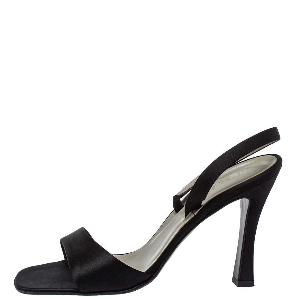 

Prada Black Satin Ankle Strap Sandals Size