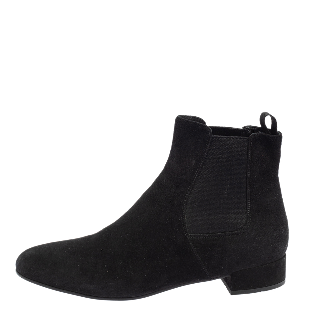 

Prada Black Suede And Elastic Slip On Chelsea Boots Size