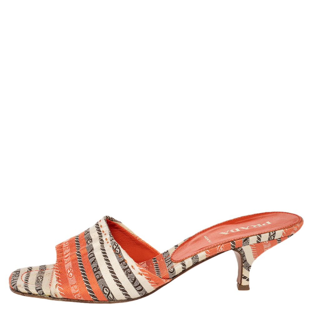 

Prada Multicolor Fabric Open Toe Slide Sandals Size