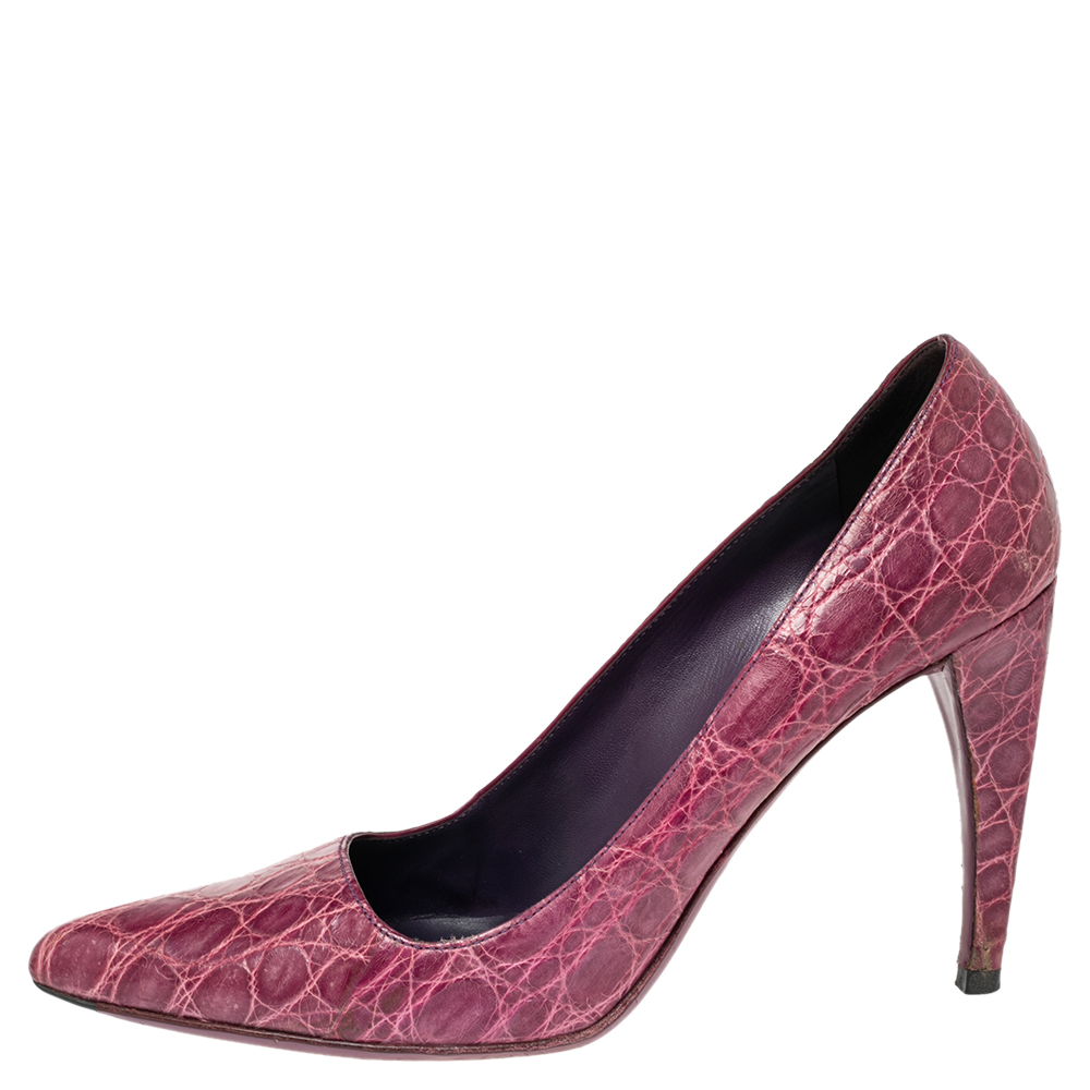 

Prada Purple Croc Embossed Leather Pointed Toe Pumps Size