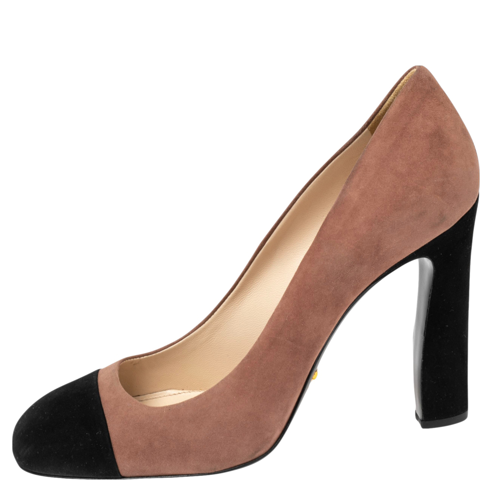 

Prada Pink/Black Suede Square Toe Pumps Size