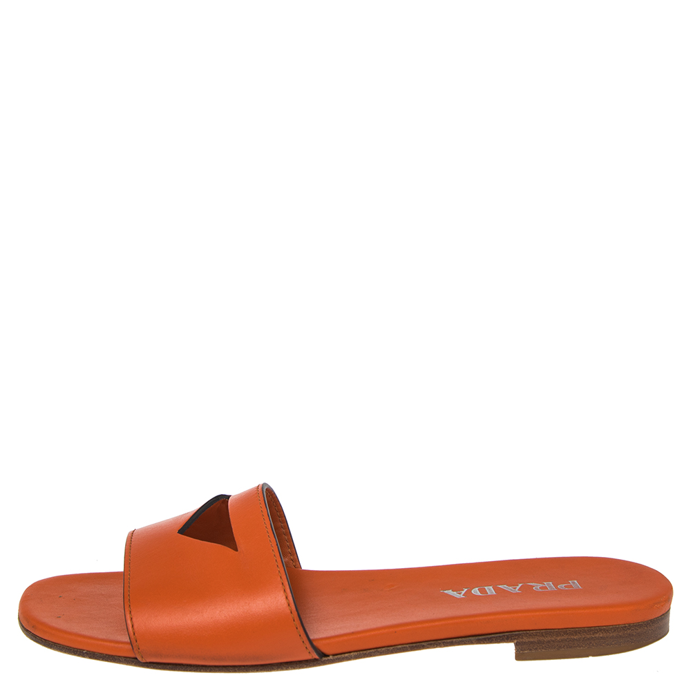 

Prada Orange Leather Lasercut-Accents Sandals Size, Yellow