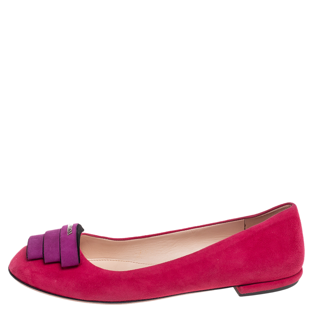 

Prada Pink/Purple Suede Logo Ballet Flats Size