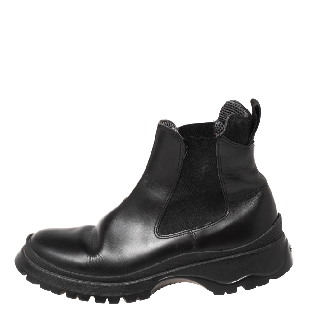 

Prada Black Leather and Elastic Ankle Boots Size