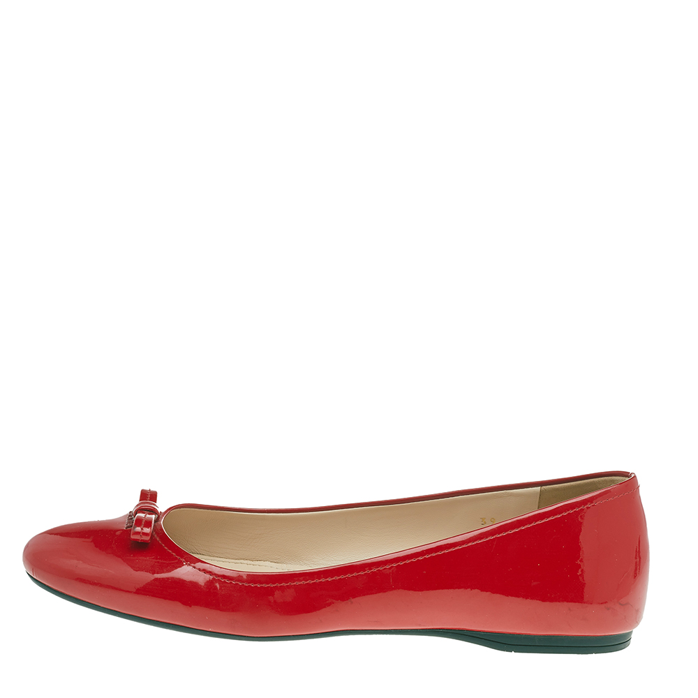 

Prada Red Patent Leather Bow Ballet Flat Size