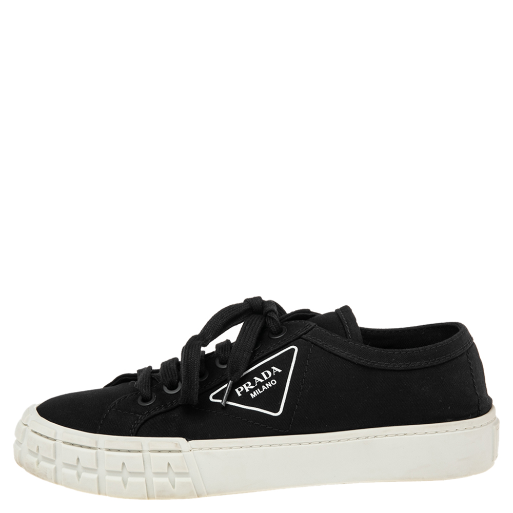 

Prada Black Fabric Gabardine Low Top Sneakers Size