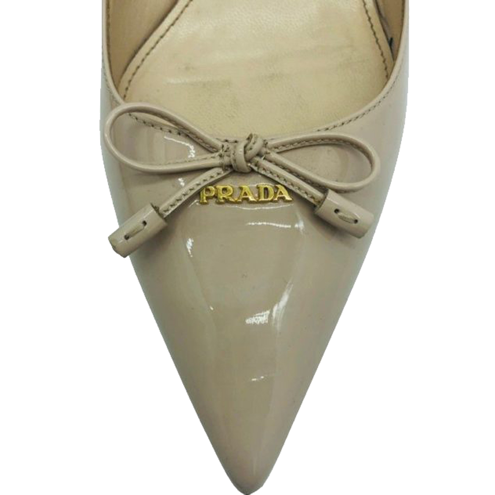 

Prada Beige Patent Leather Low Heel Pointed Court Pumps Size  (UK 6