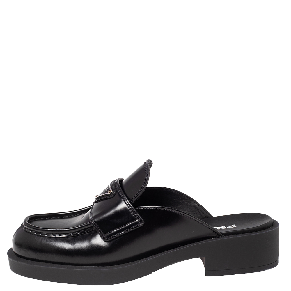 

Prada Black Leather Mule Sandals Size