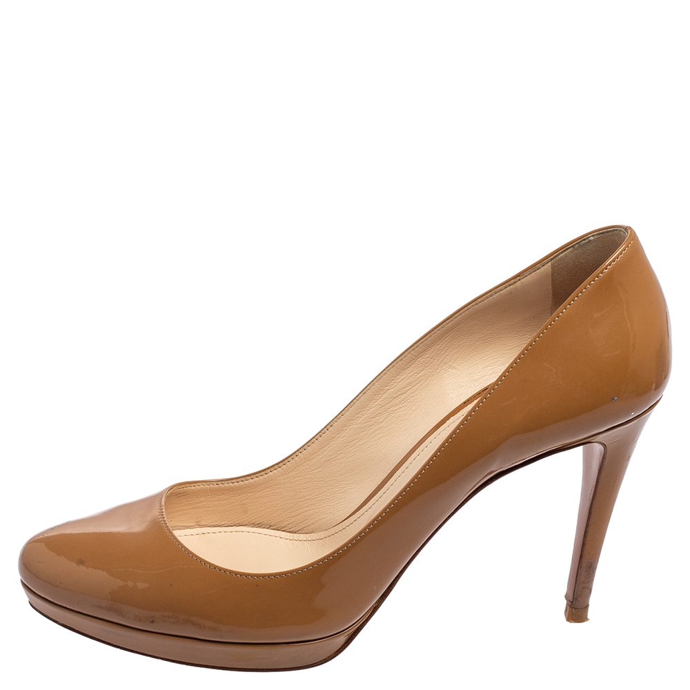 

Prada Brown Patent Leather Platform Pumps Size