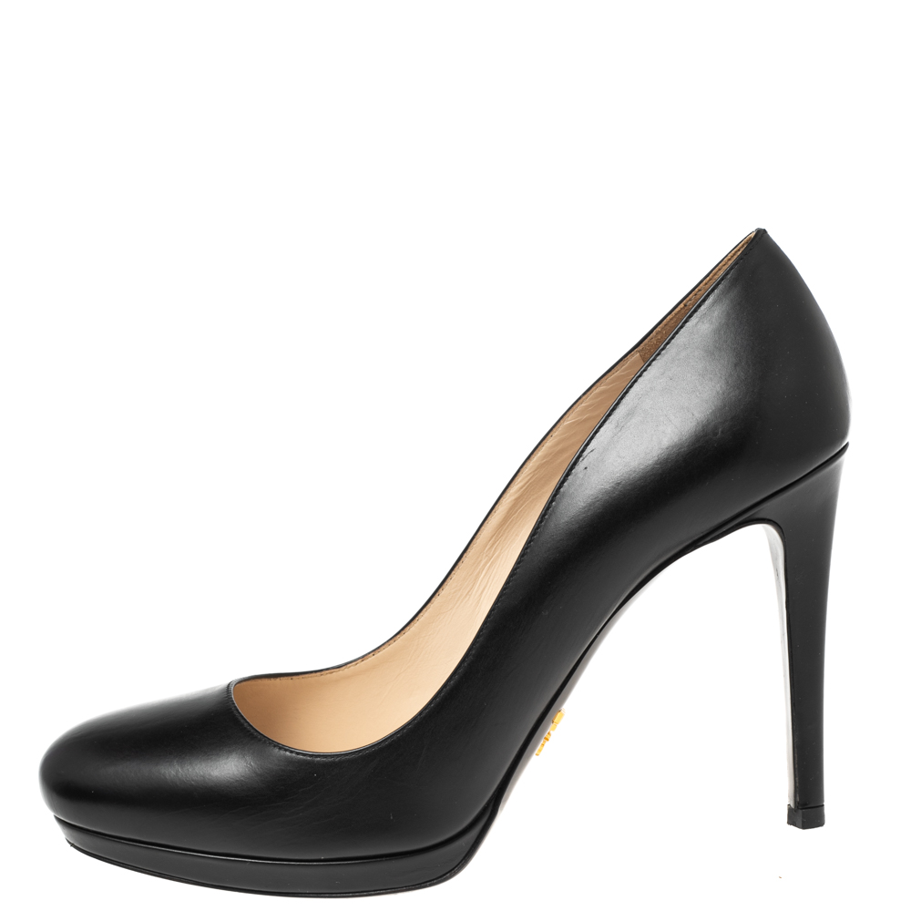

Prada Dark Navy Blue Leather Platform Pumps Size
