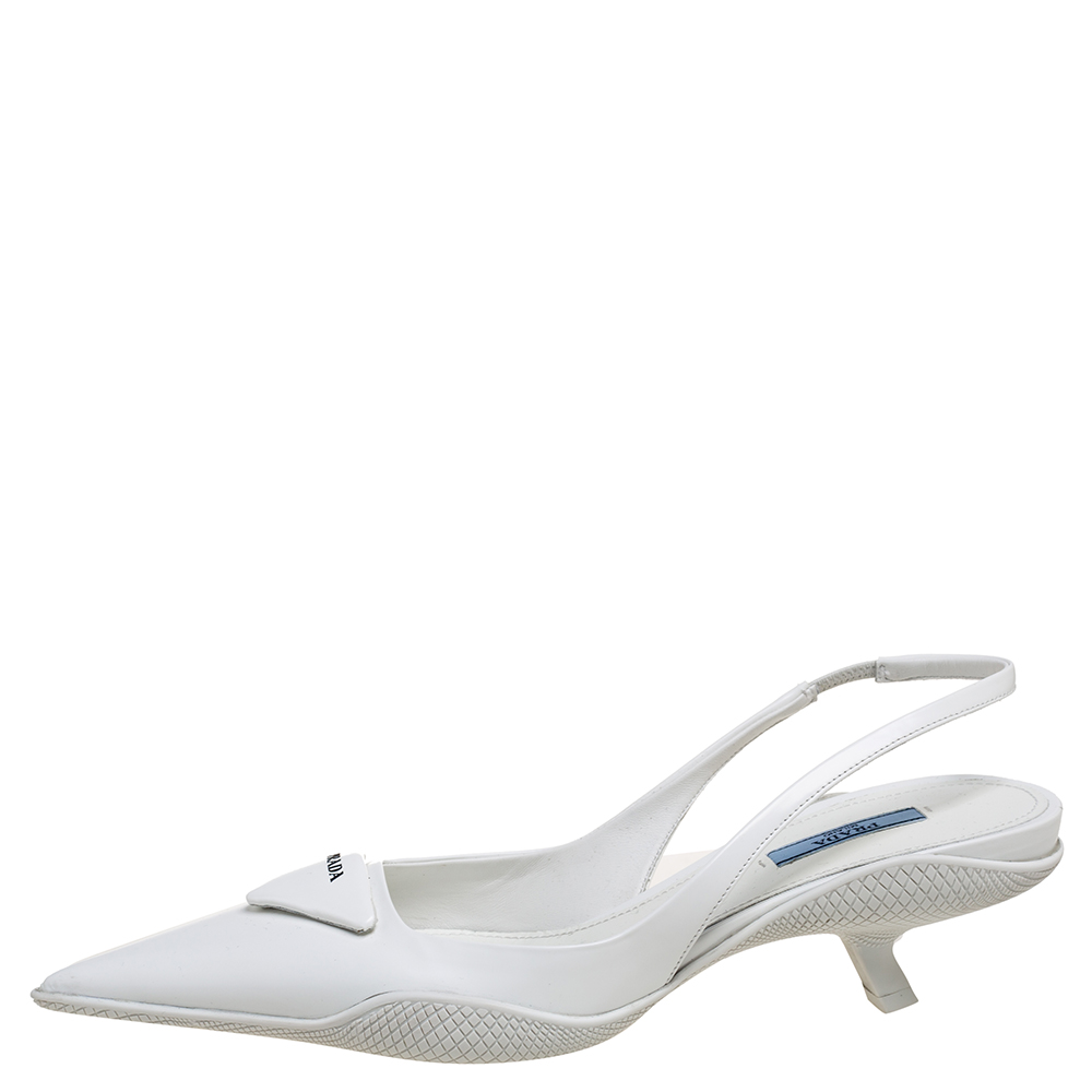 

Prada White Patent Leather Slingback Sandals Size