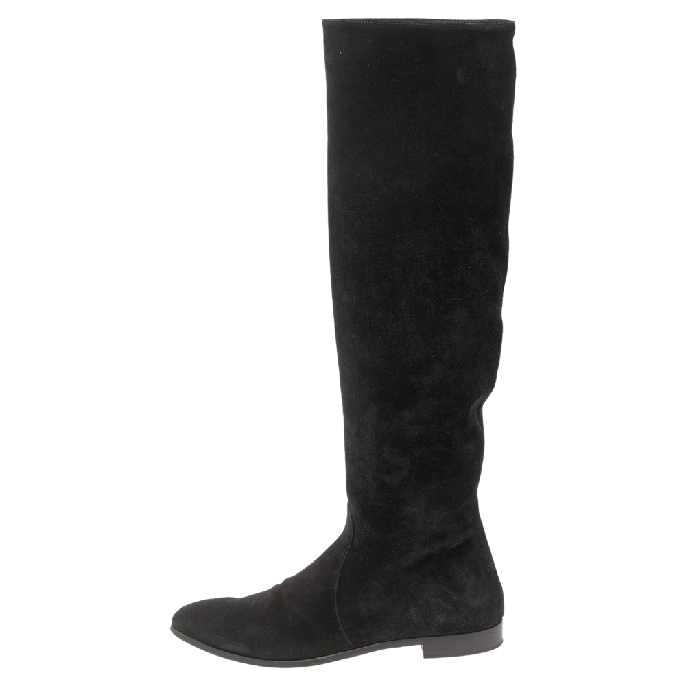 

Prada Black Suede Stretch Knee Length Boots Size