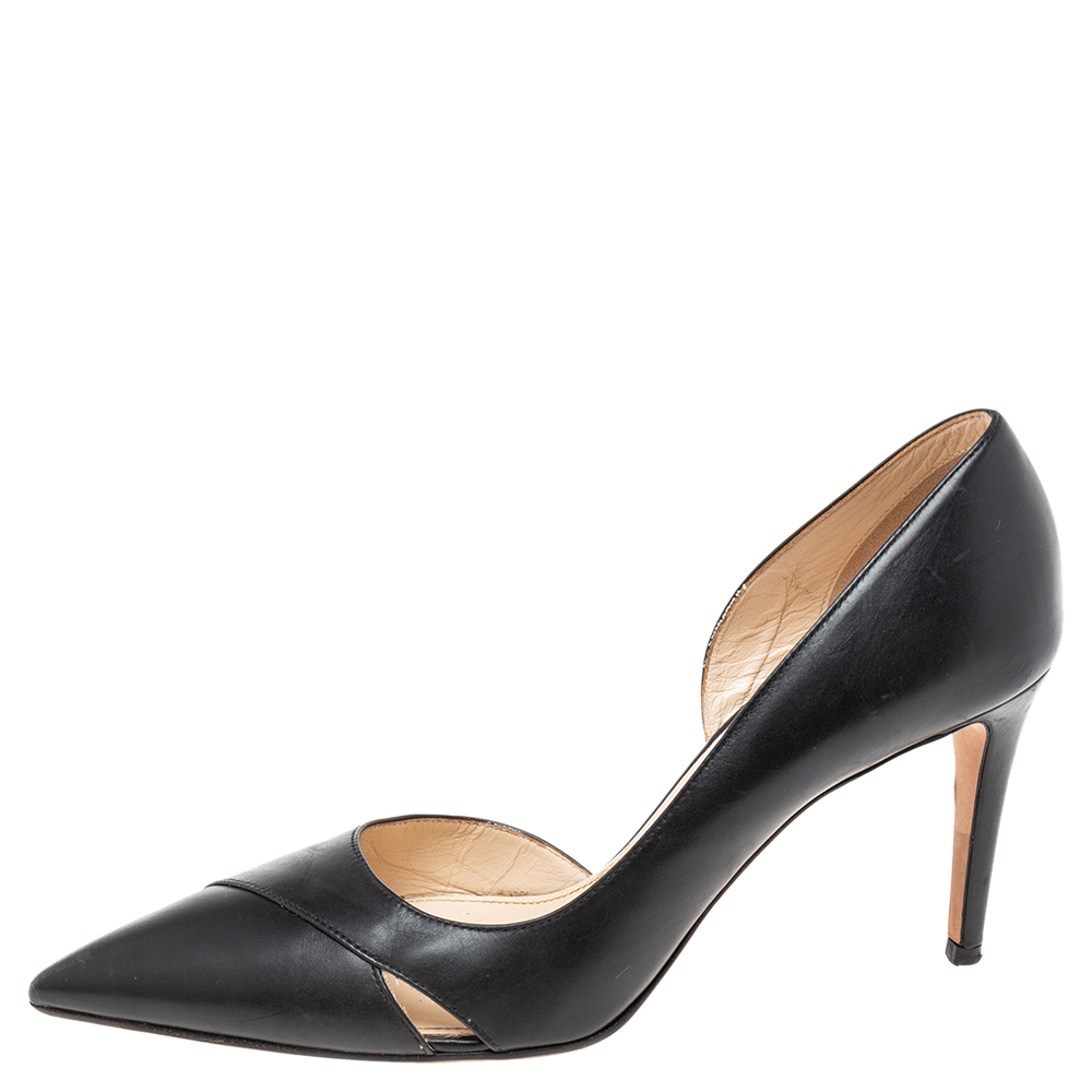 

Prada Black Leather D'orsay Pointed-Toe Pumps Size