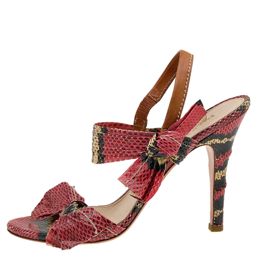 

Prada Multicolor Python Leather Ankle Strap Sandals Size
