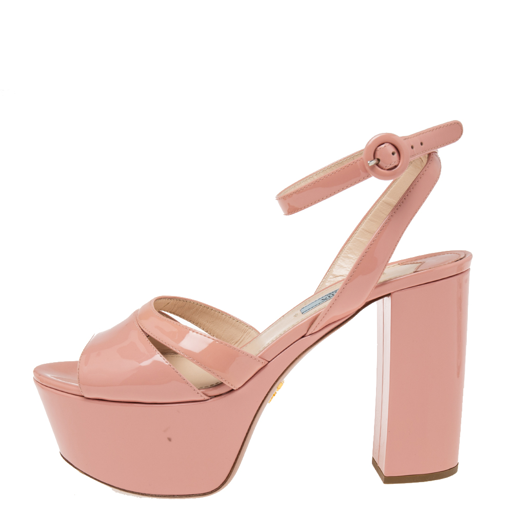 

Prada Pink Patent Leather Platform Sandals Size