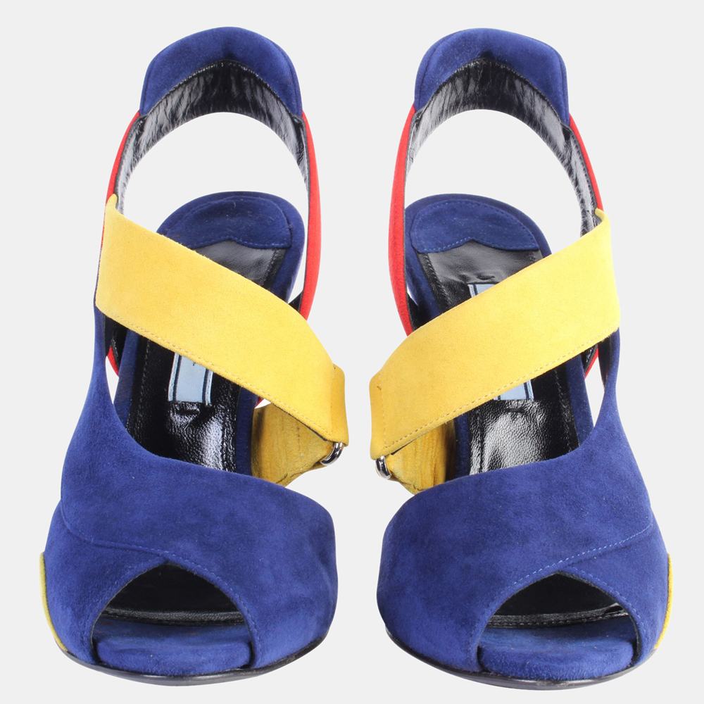 

Prada Multicolor Suede Vintage Sandals Size EU