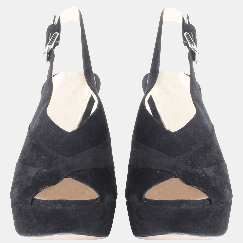 

Prada Black Suede Open Toe Pumps Size EU