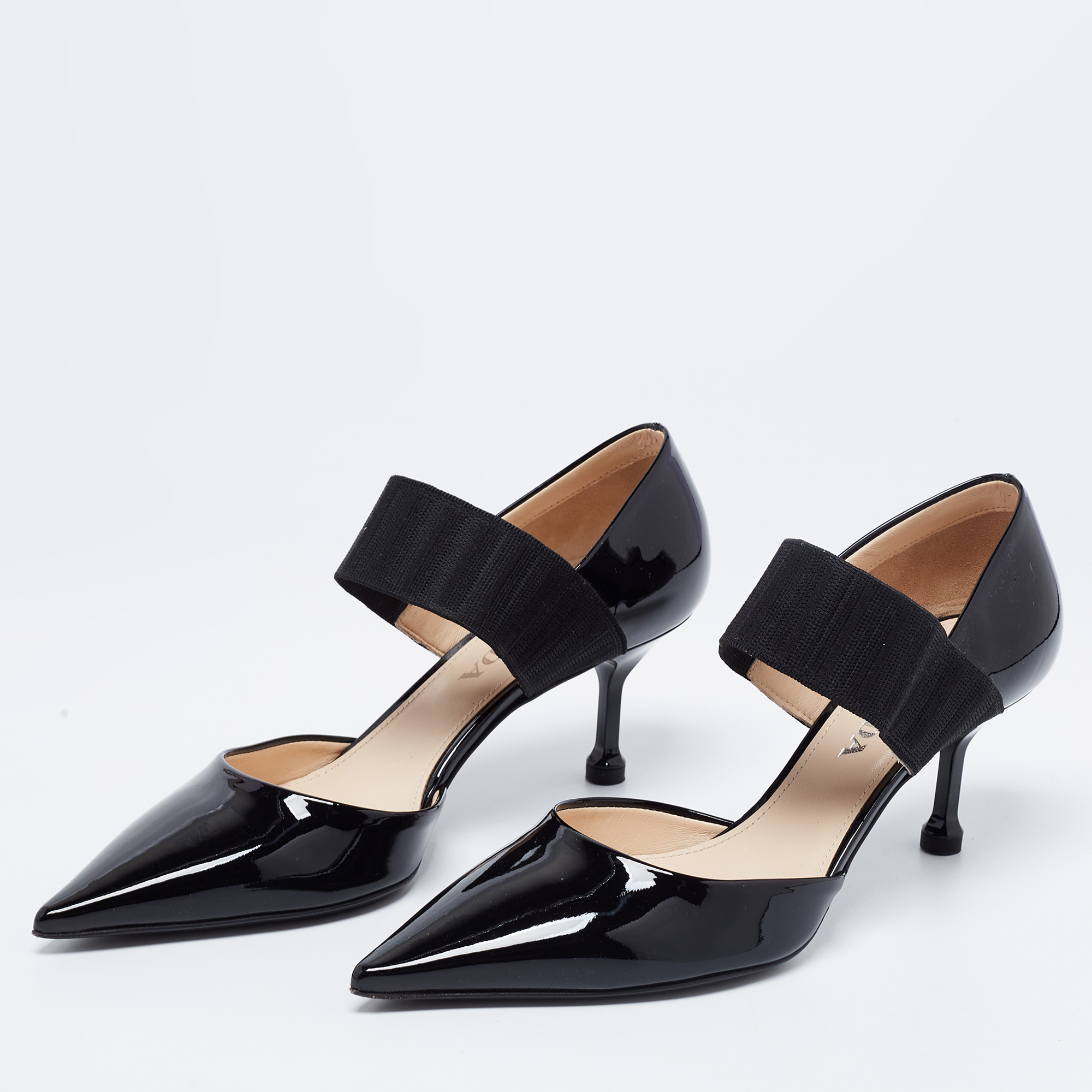 

Prada Black Patent Leather and Elastic Mary Jane Pumps Size