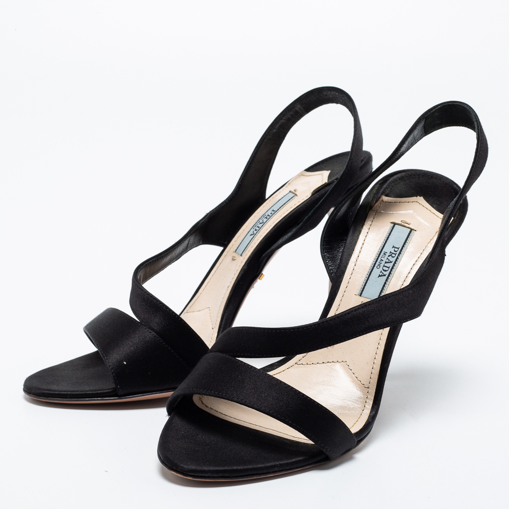 

Prada Black Satin Slingback Sandals Size