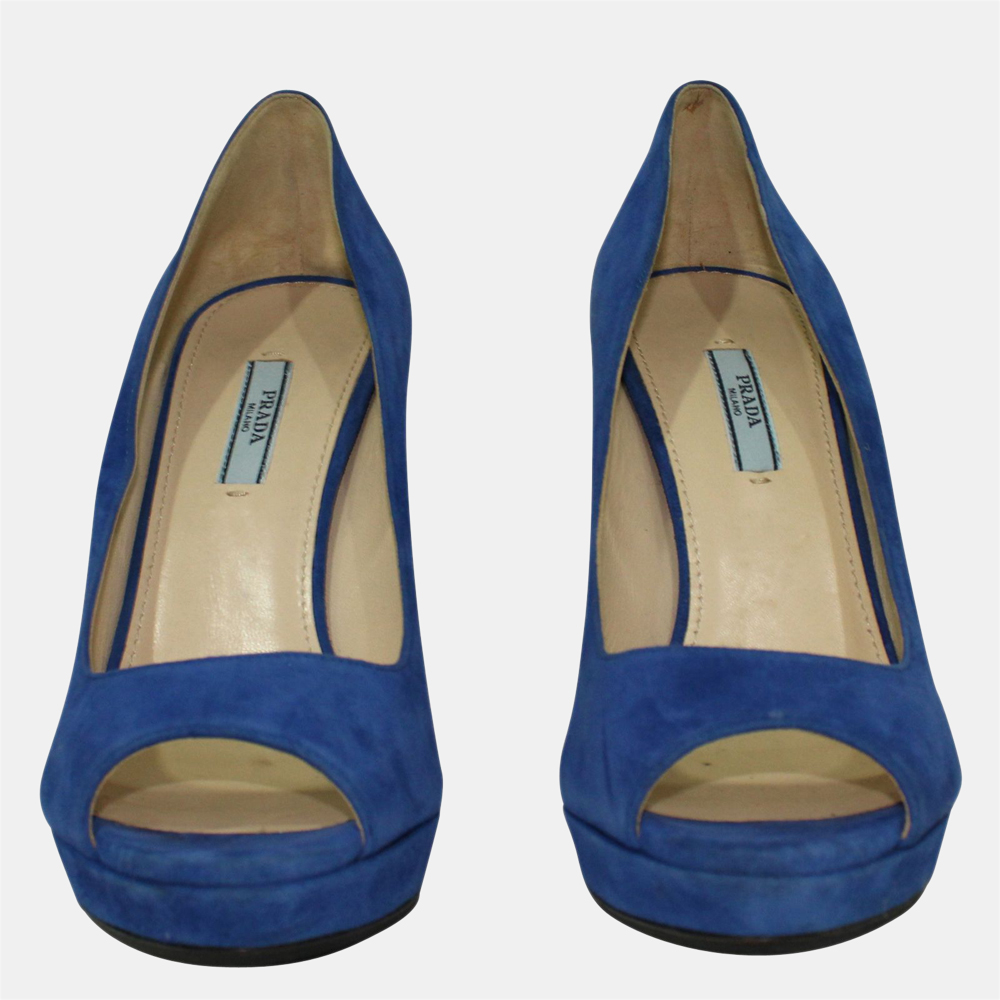 

Prada Blue Suede Classic Pumps Size EU
