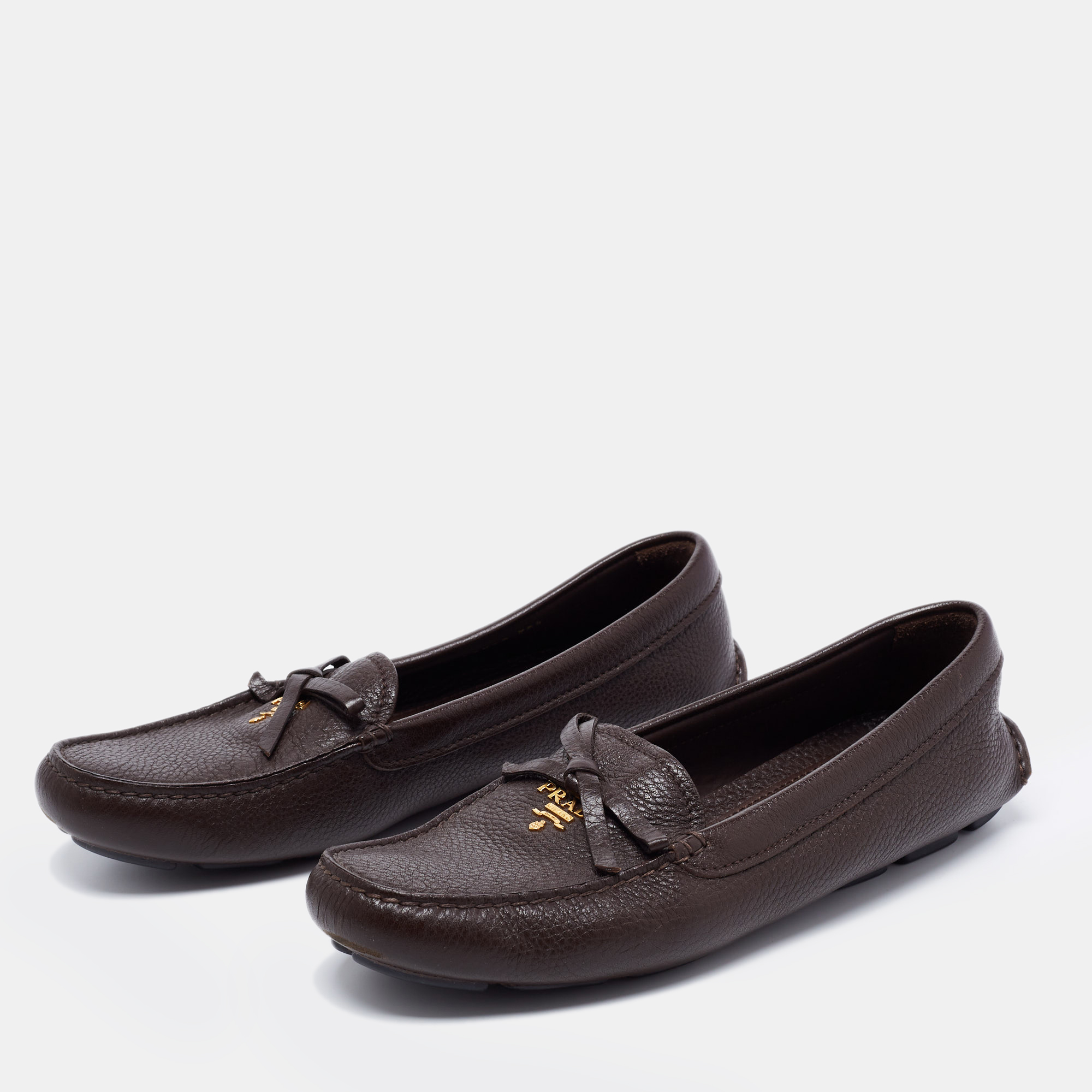 

Prada Dark Brown Leather Loafers Size