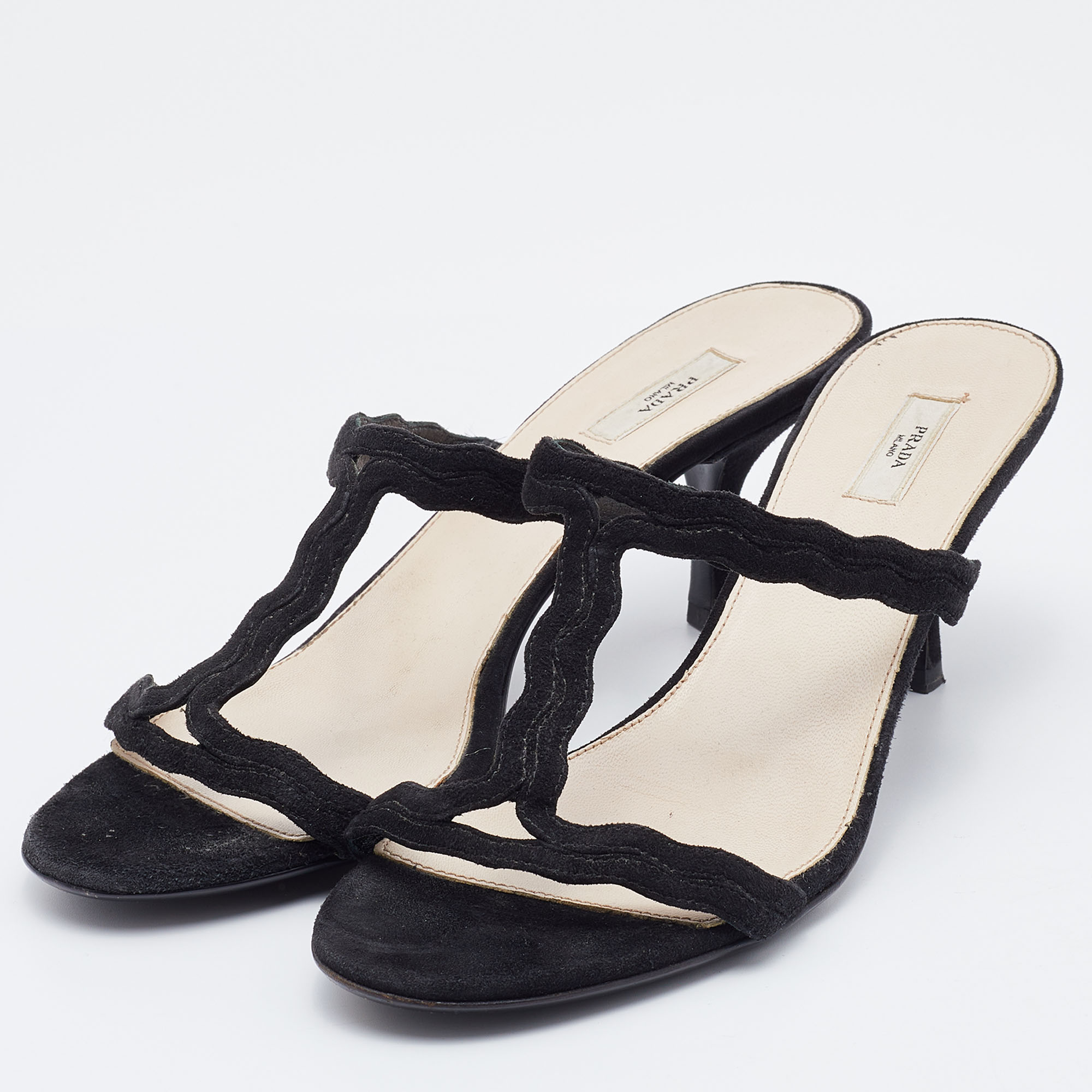 

Prada Black Suede Slide Sandals Size