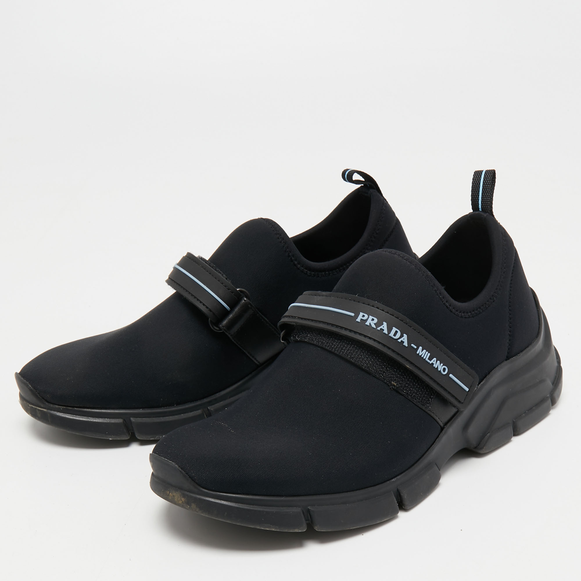 

Prada Black Nylon Cloudbust Low Top Sneakers Size