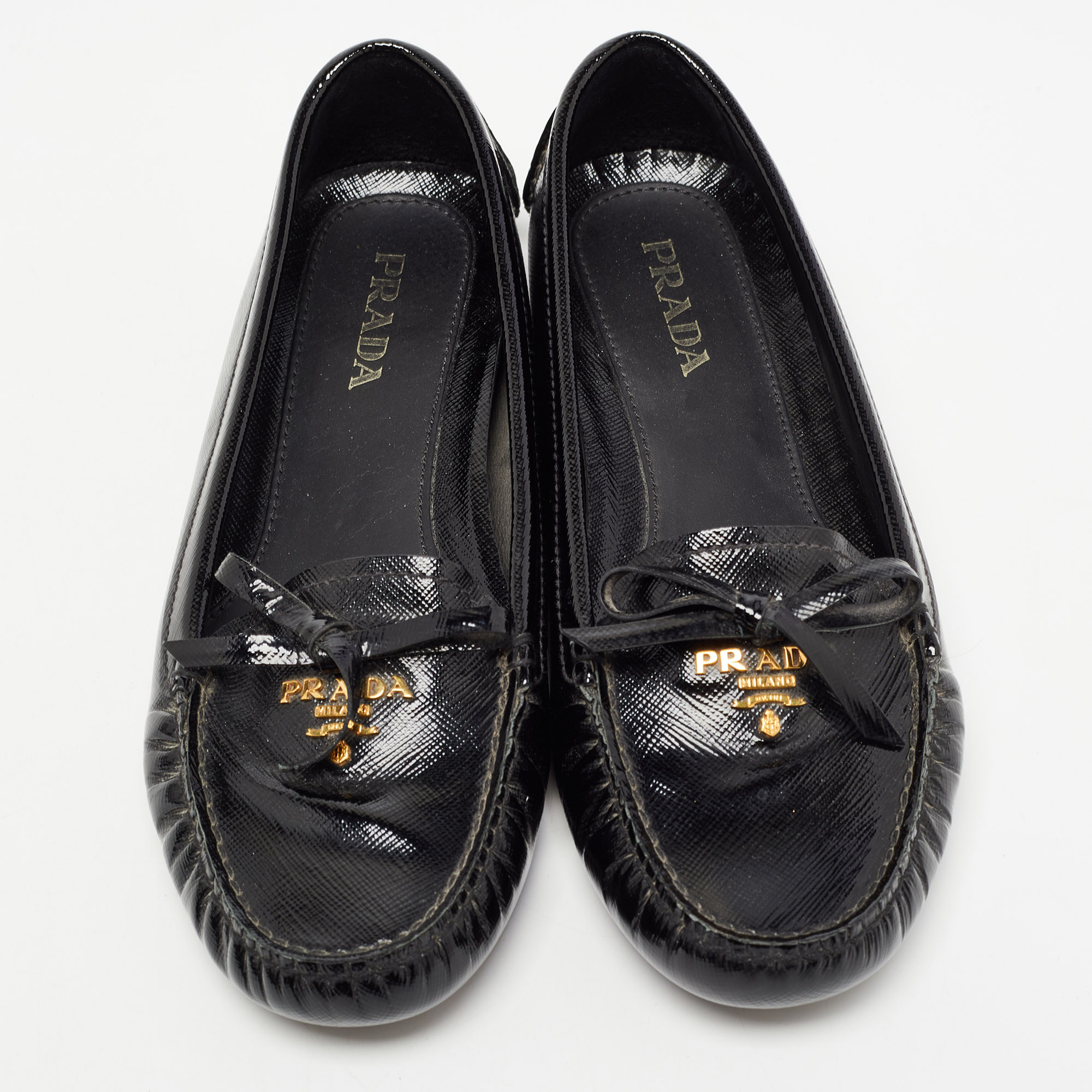 Prada Black Patent Leather Bow Detail Loafers Size  Prada | TLC