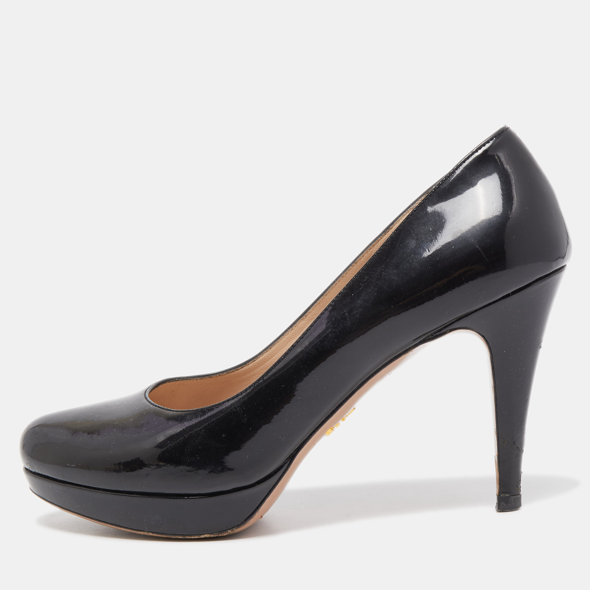 Pre-owned Prada Black Patent Leather Pumps Size 37.5