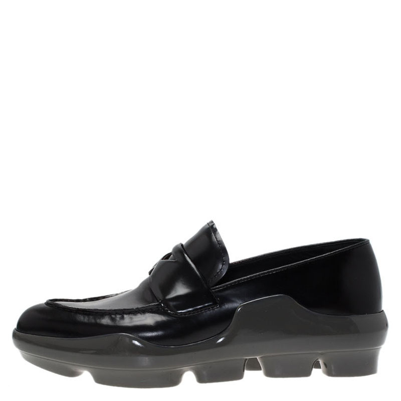 

Prada Black Leather Platform Penny Loafers Size