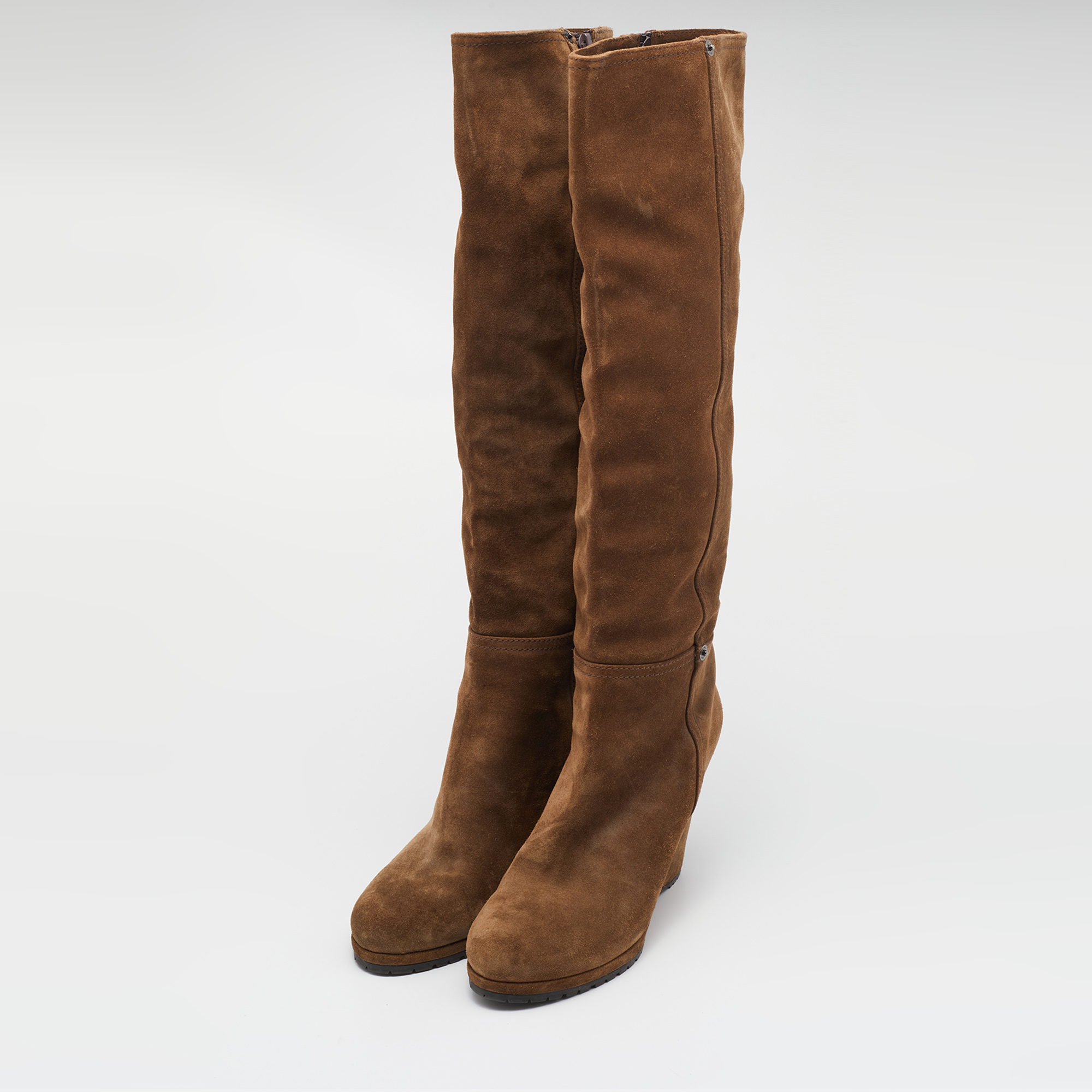 

Prada Brown Suede Knee Length Boots Size