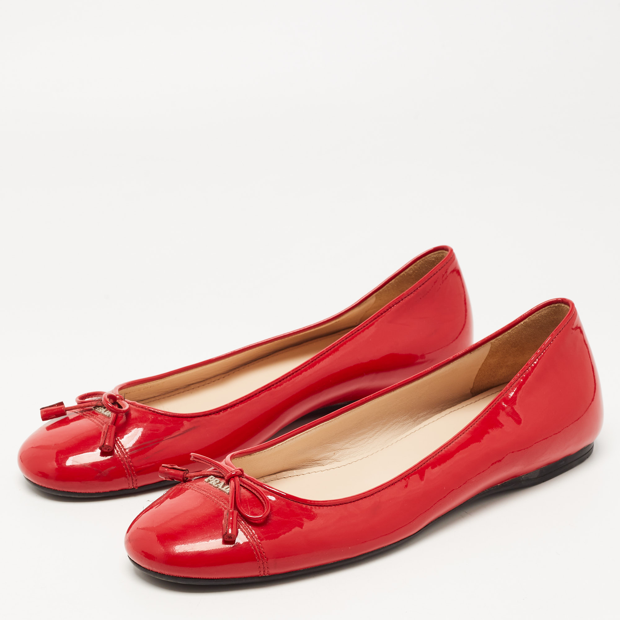

Prada Red Patent Leather Bow Ballet Flats Size