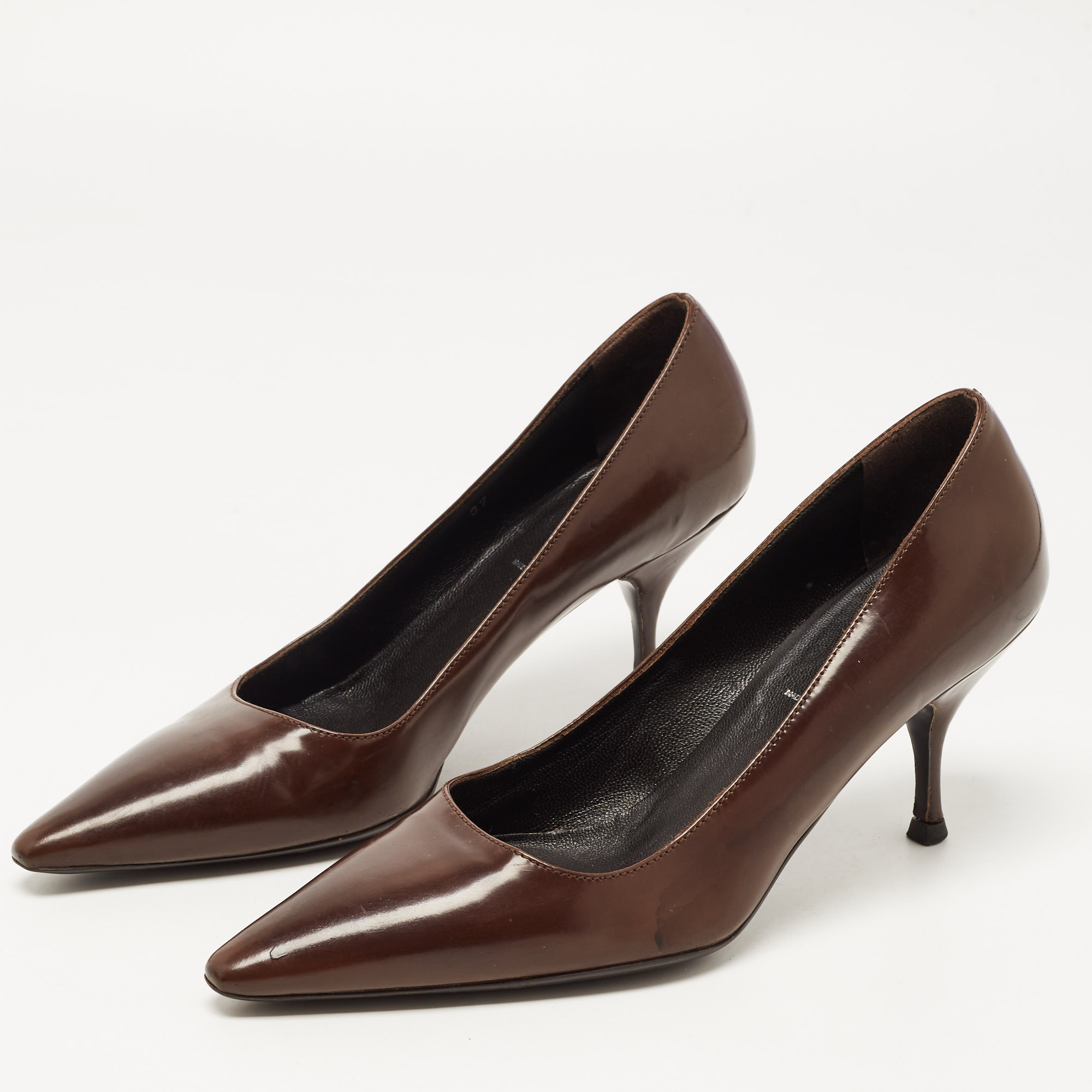 

Prada Brown Leather Pointed Toe Pumps Size