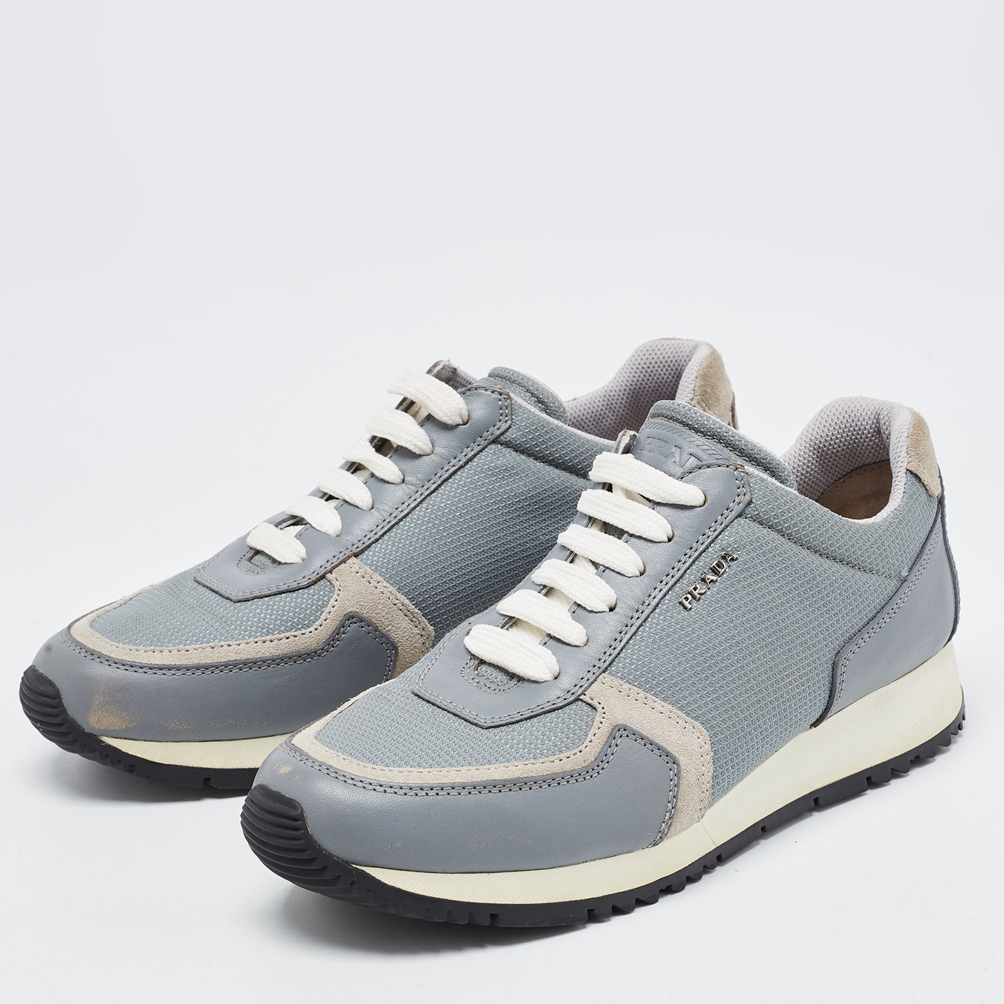 

Prada Grey Mesh and Leather Low Top Sneakers Size