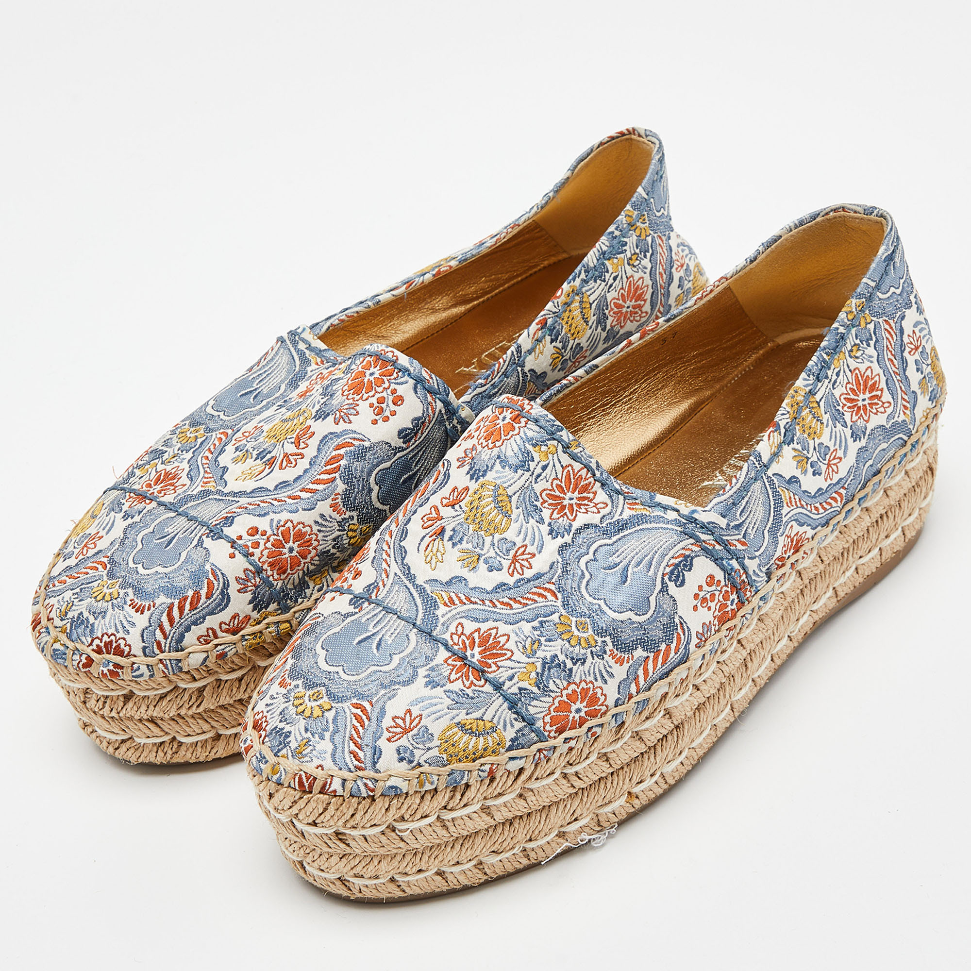 

Prada Multicolor Fabric Slip On Espadrilles Flats Size