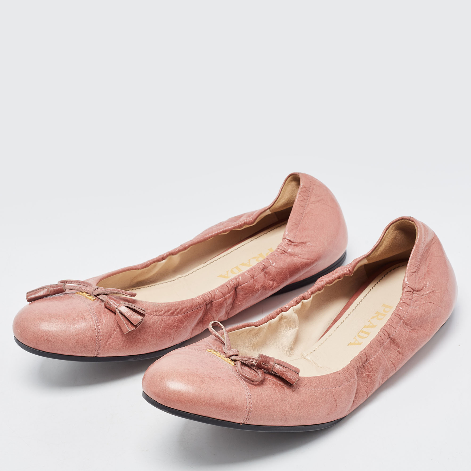 

Prada Pink Leather Ballet Flats Size