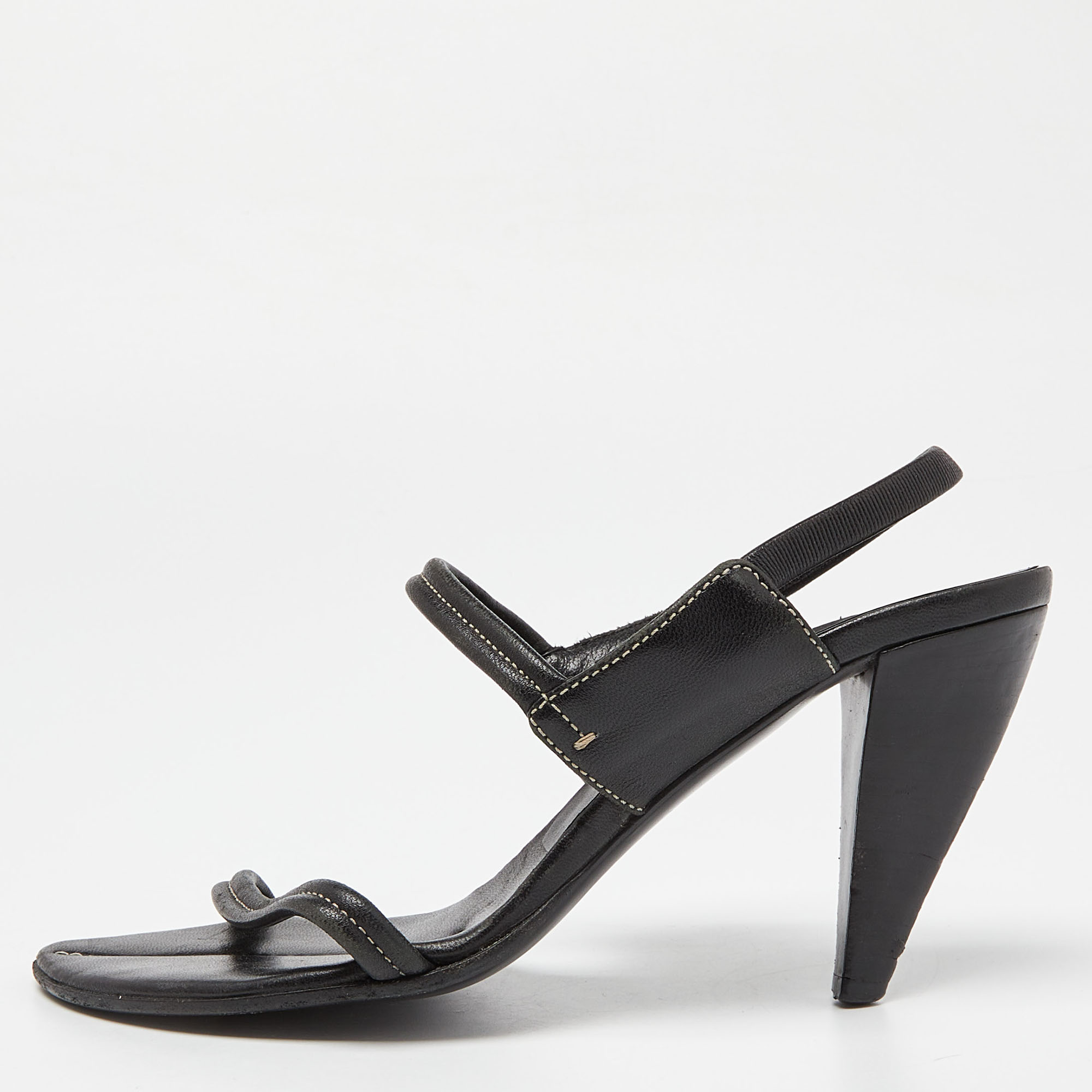 

Prada Black Leather Slingback Sandals Size