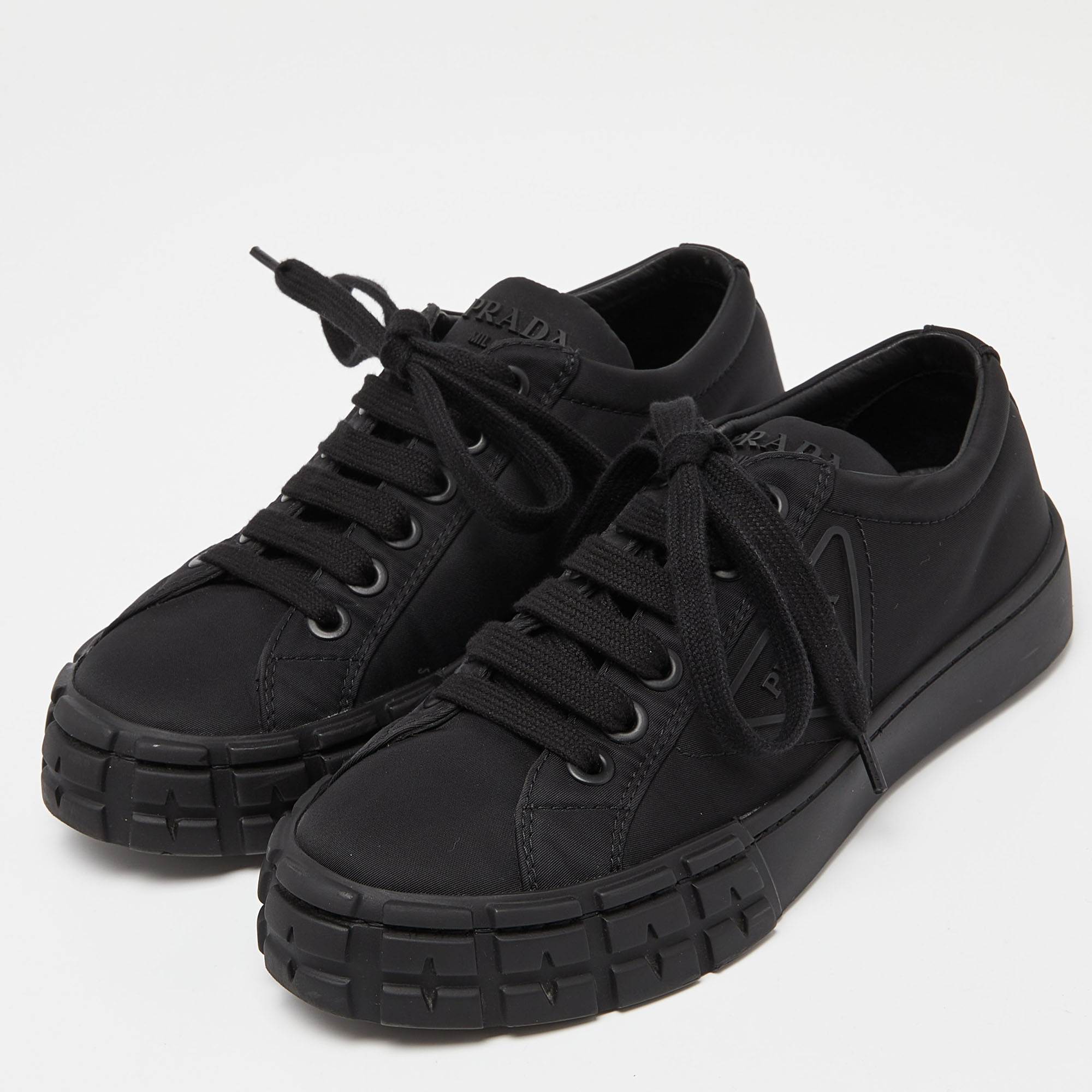 

Prada Black Re-Nylon Wheel Cassetta Sneakers Size