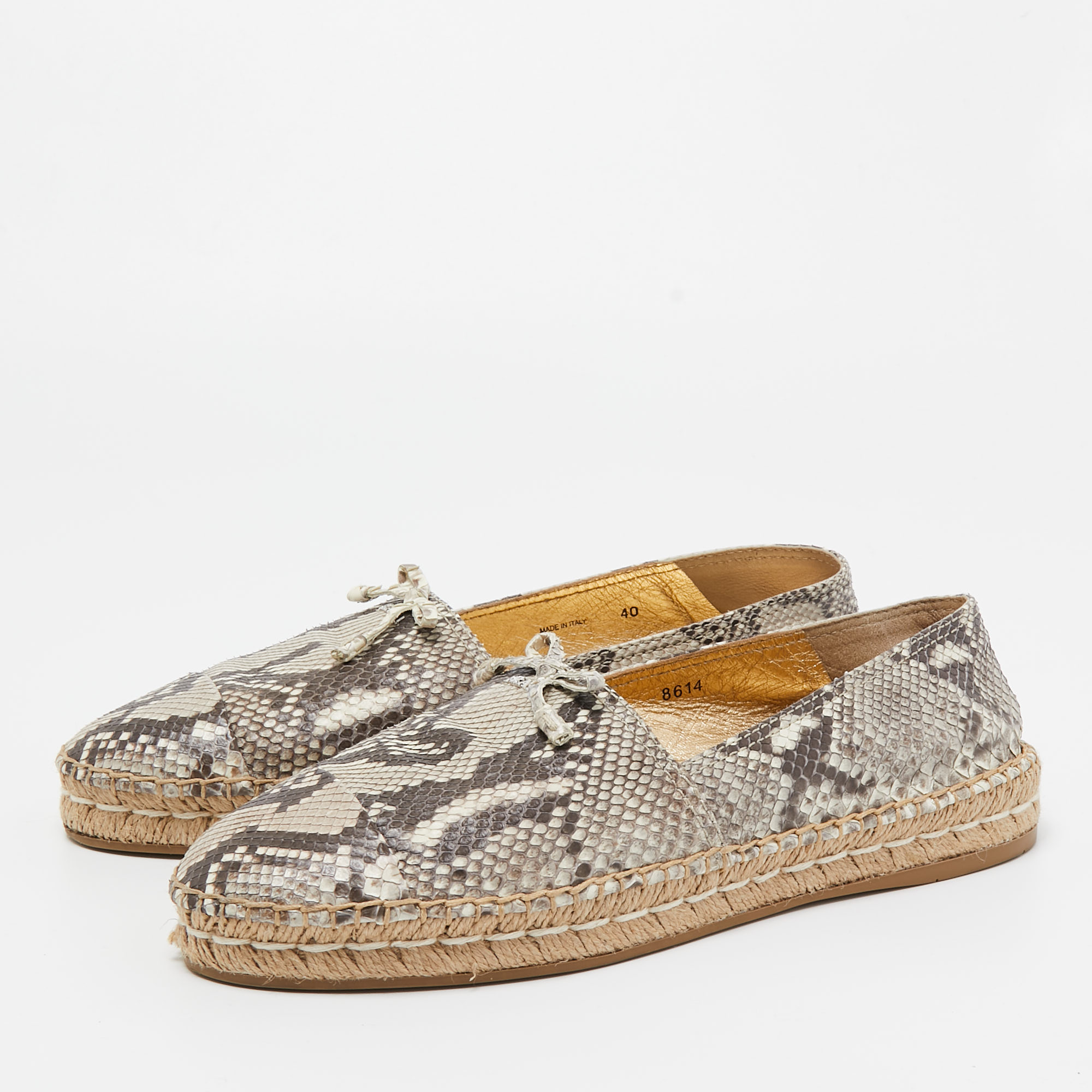 

Prada Brown/Beige Python Leather Slip On Loafers Size