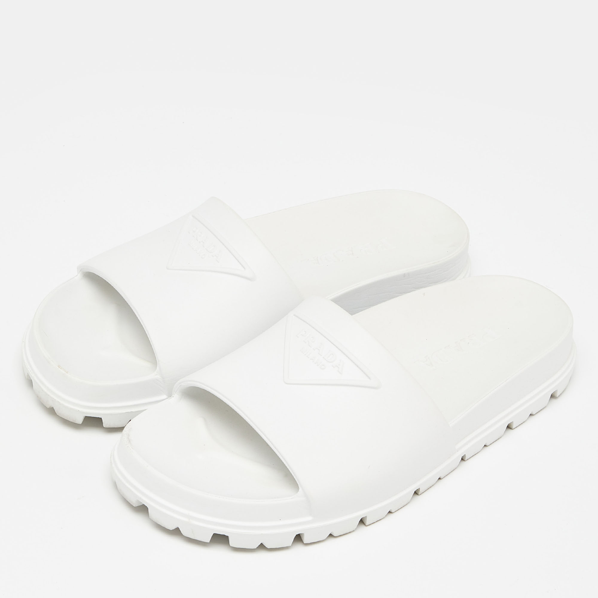 

Prada White Rubber Slides Size