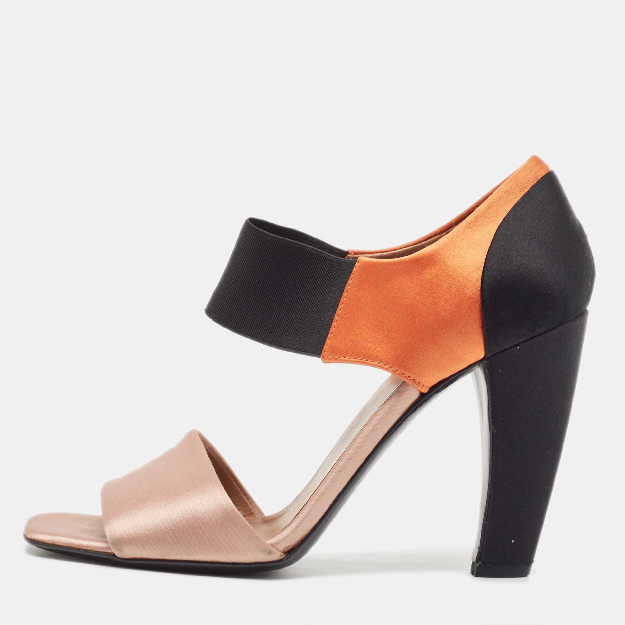 

Prada Tricolor Satin Ankle Wrap Sandals Size, Orange