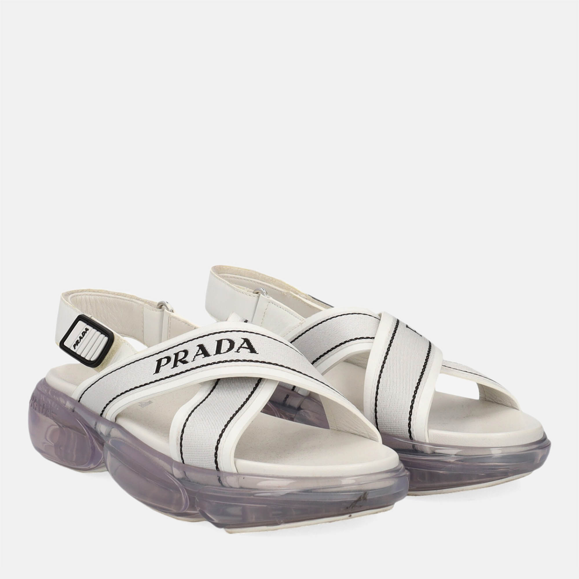 

Prada Women's Synthetic Fibers Sandals - White - EU