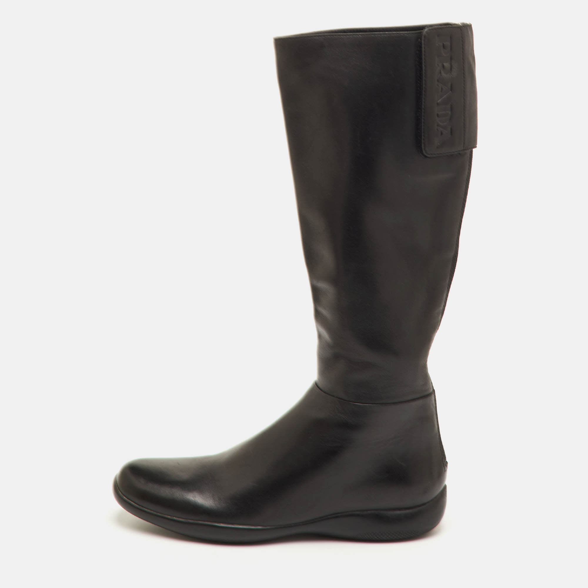 

Prada Size  Black Leather Knee Length Boots