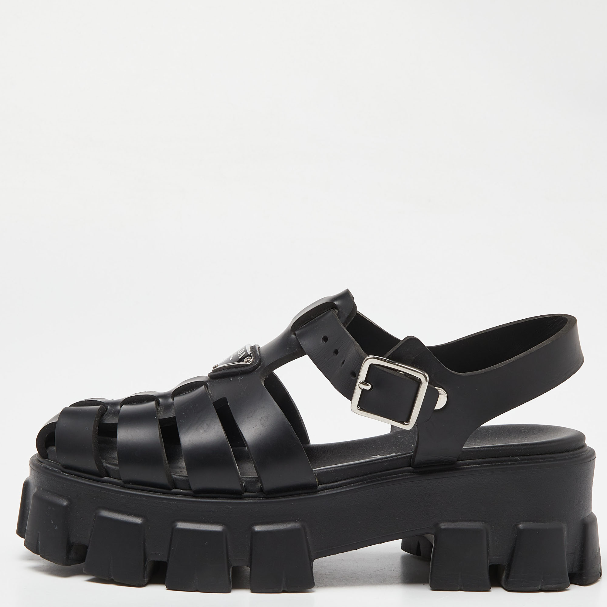 

Prada Black Rubber Monolith Sandals Size