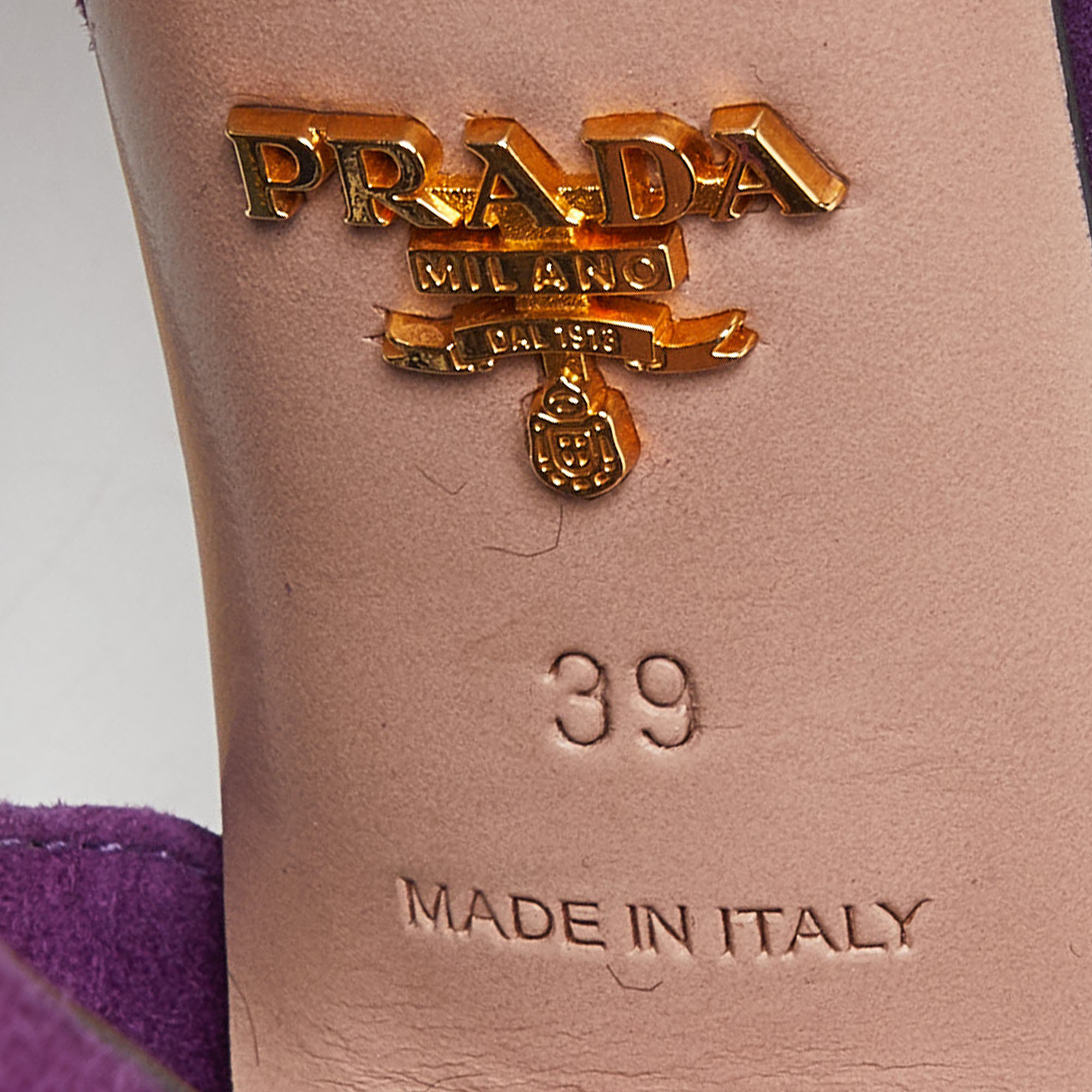 Prada Purple Suede Ankle Strap Platform Sandals Size 39 