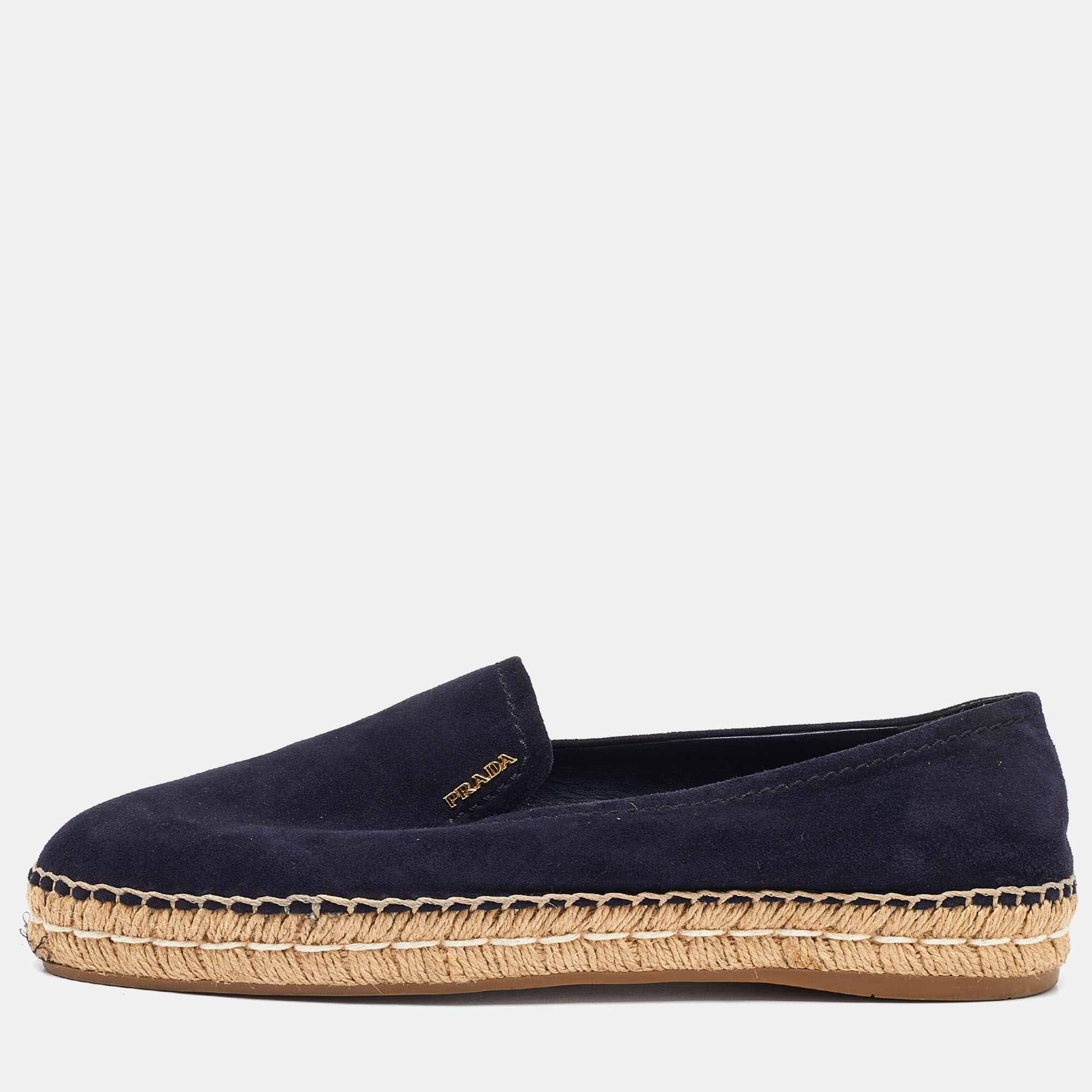 

Prada Blue Suede Slip On Espadrille Flats Size