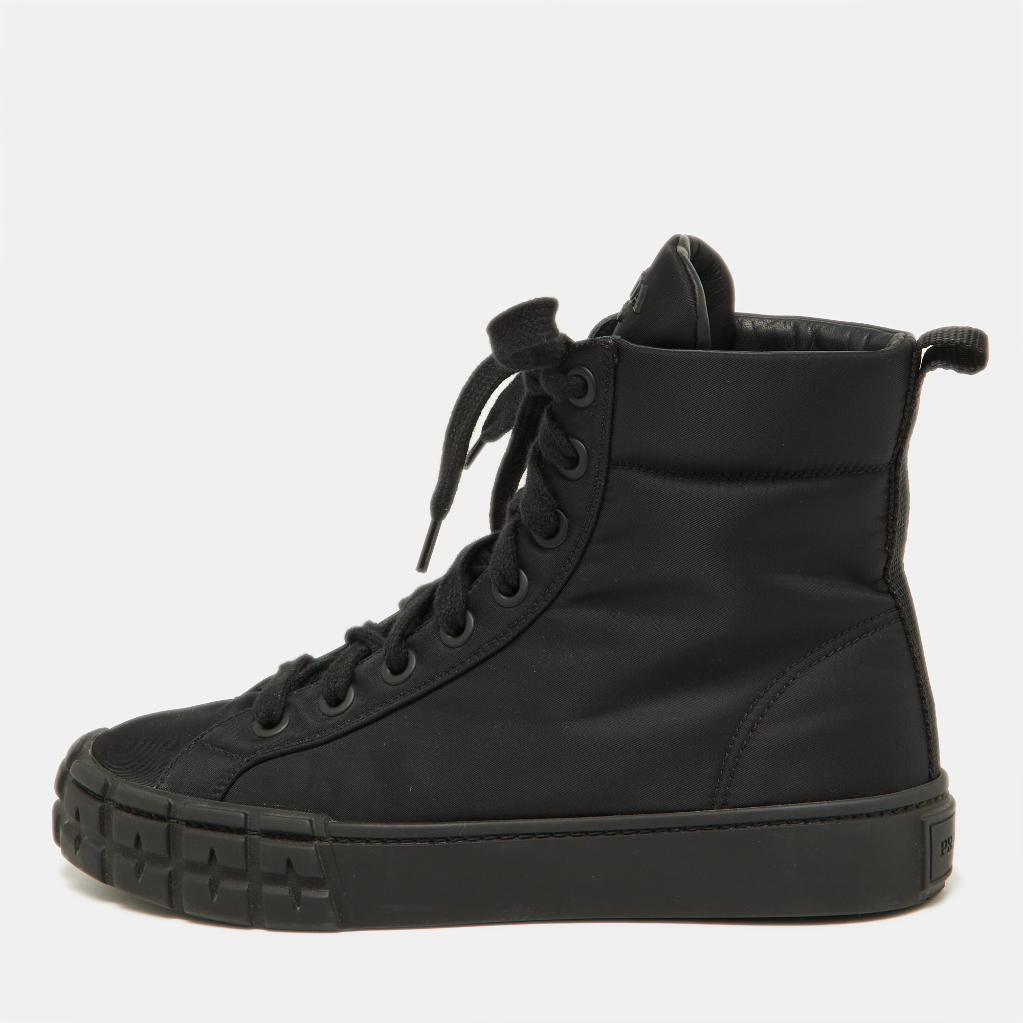 

Prada Black Nylon High Top Sneakers Size